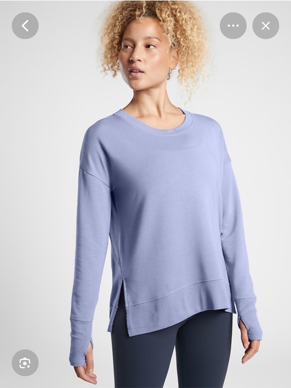 NWT ATHLETA Coaster Luxe Sweatshirt Small Serendipity Blue
